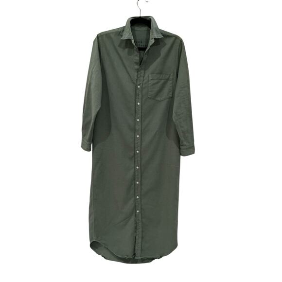Frank & Eileen Famous Denim Rory Dress Maxi Shirtdress In Thyme Green Size XS - Picture 4 of 14